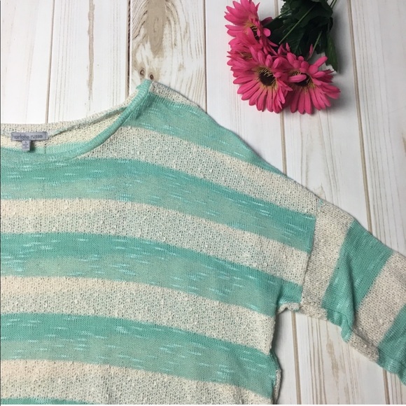 Mint Green and Cream Striped Long Sleeve Shirt - Picture 2 of 6